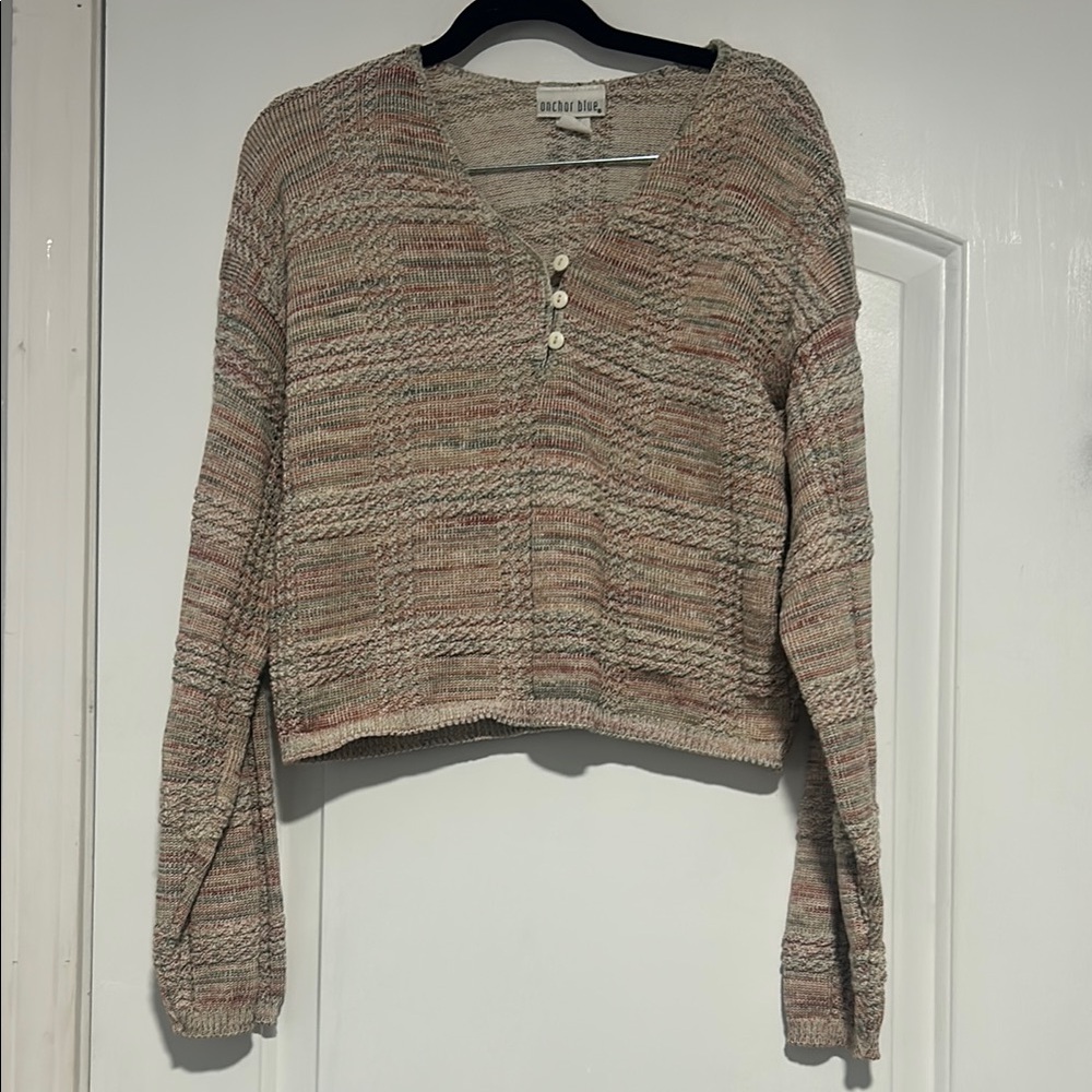 Anchor Blue sweater vintage 90’s cropped Friends Rachel from friends size medium